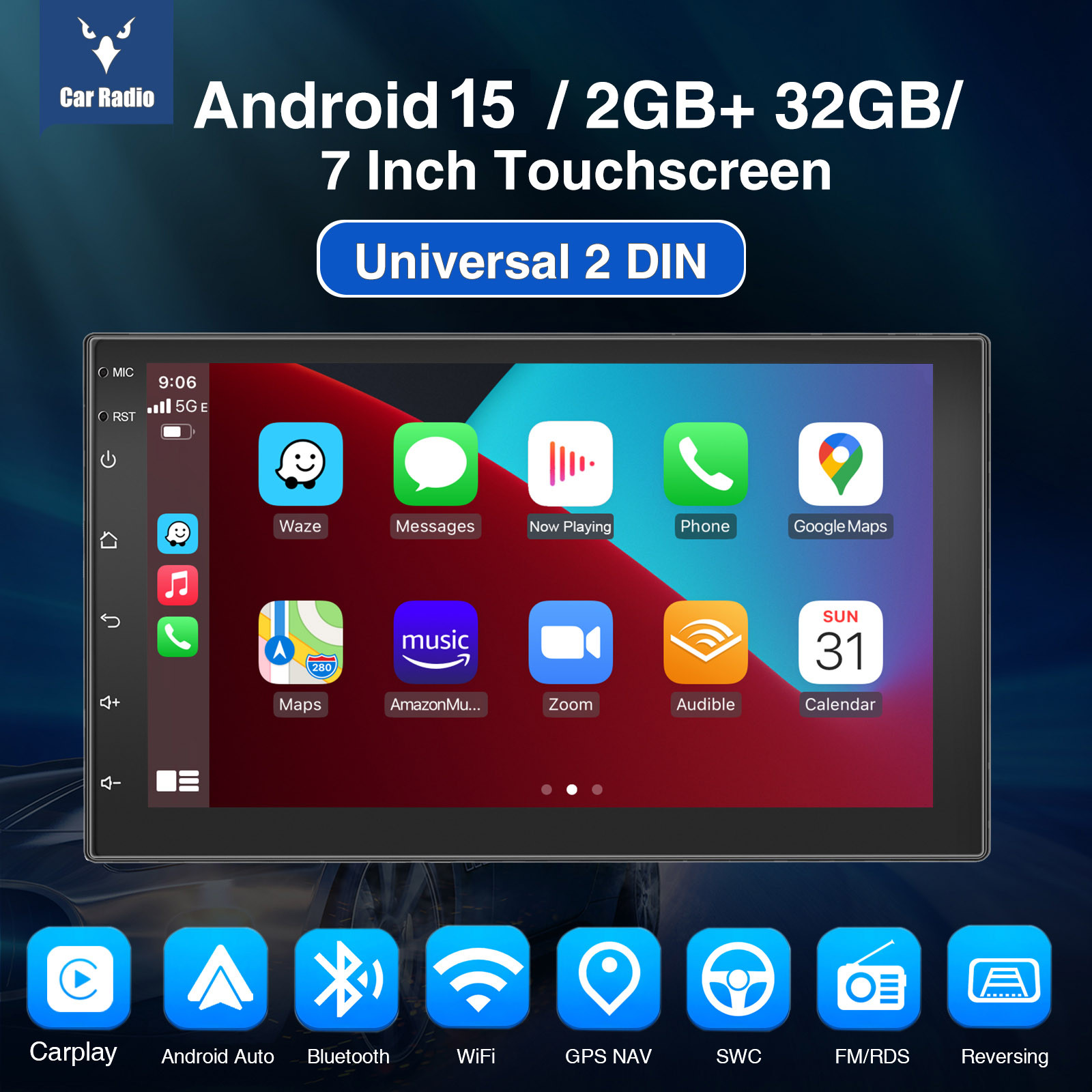 Single Din Car Stereo CD DVD MP3 Radio Audio Player Bluetooth USB TF Receiver