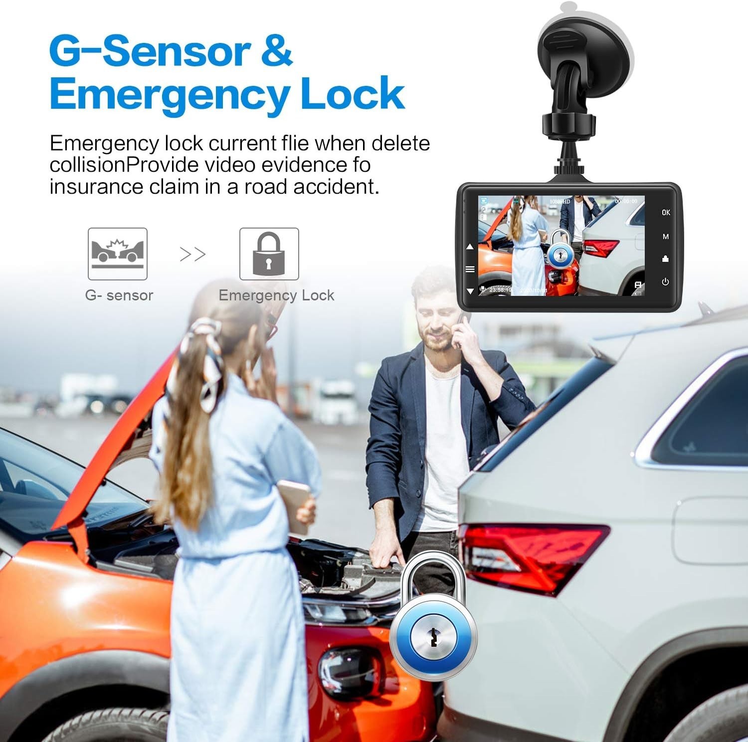 170° Wide Angle Dash Cam – Full HD 1080P with G-Sensor & 32GB SD Card Included