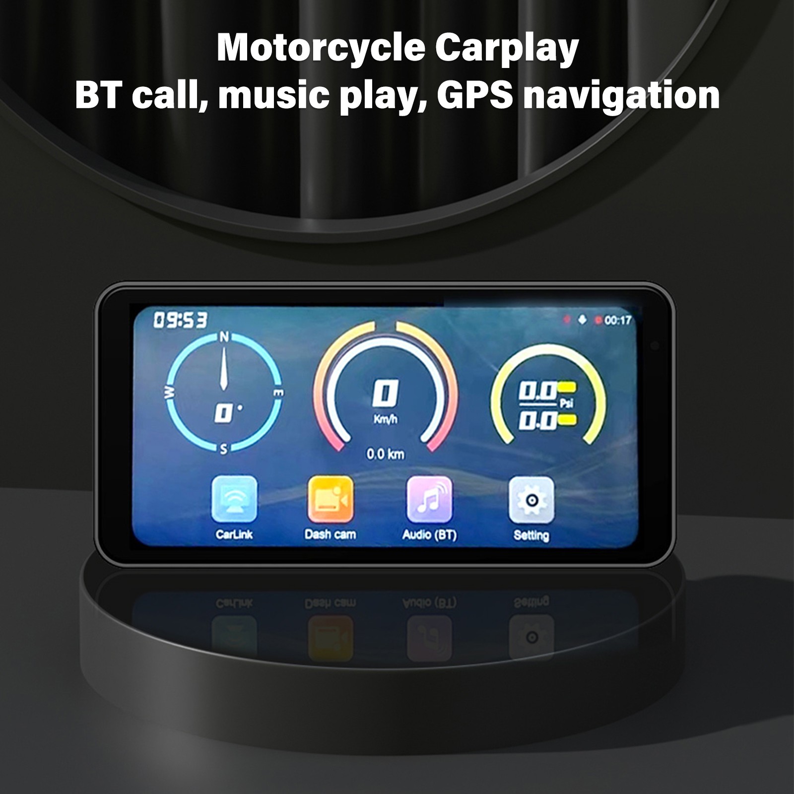 6.25″Motorcycle GPS Navigator Wireless CarPlay Android Auto with HD Camera 1080P