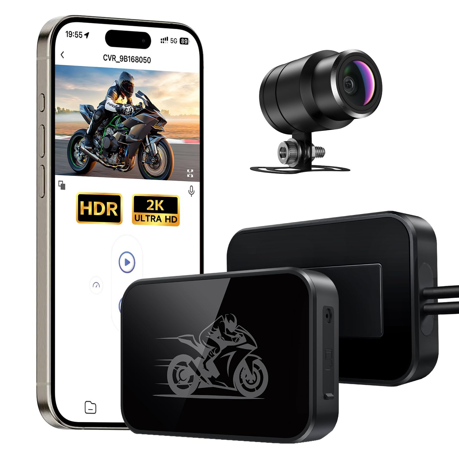 Motorcycle Dash Cam, 2K Single Lens Ultra HD Front Camera
