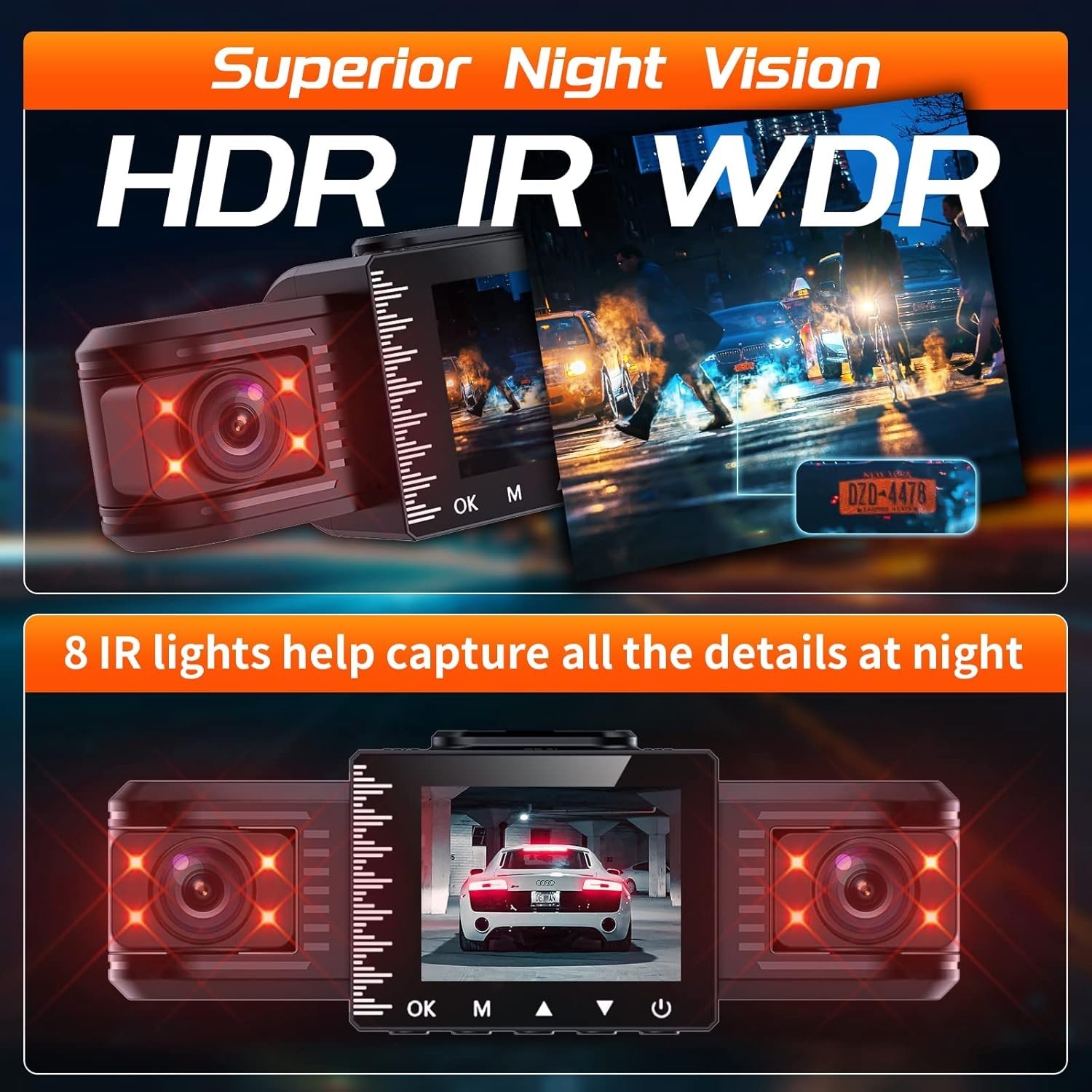 Comprehensive 3 Channel Night Vision Dash Cam – 1080P Triple Lens Camera