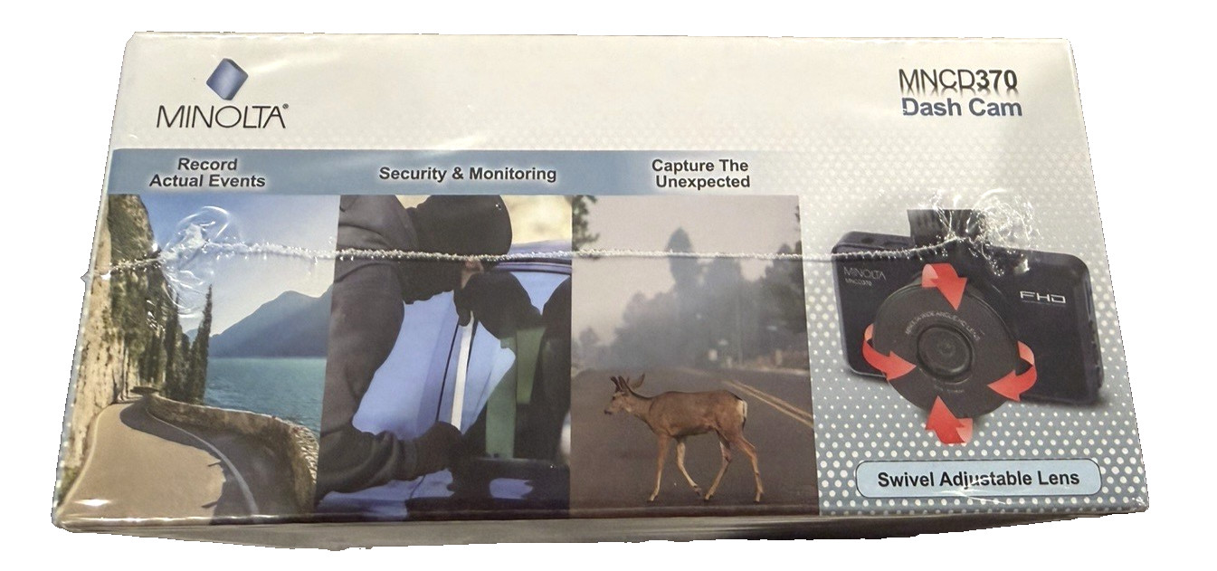 Minolta MNCD370 12MP Full HD 3″ LCD Screen Dash Camera, Black. NEW IN BOX