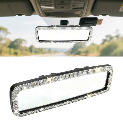 Hand-Set Diamond Car Accessories – Rearview Mirror & Bling Mirror for Women