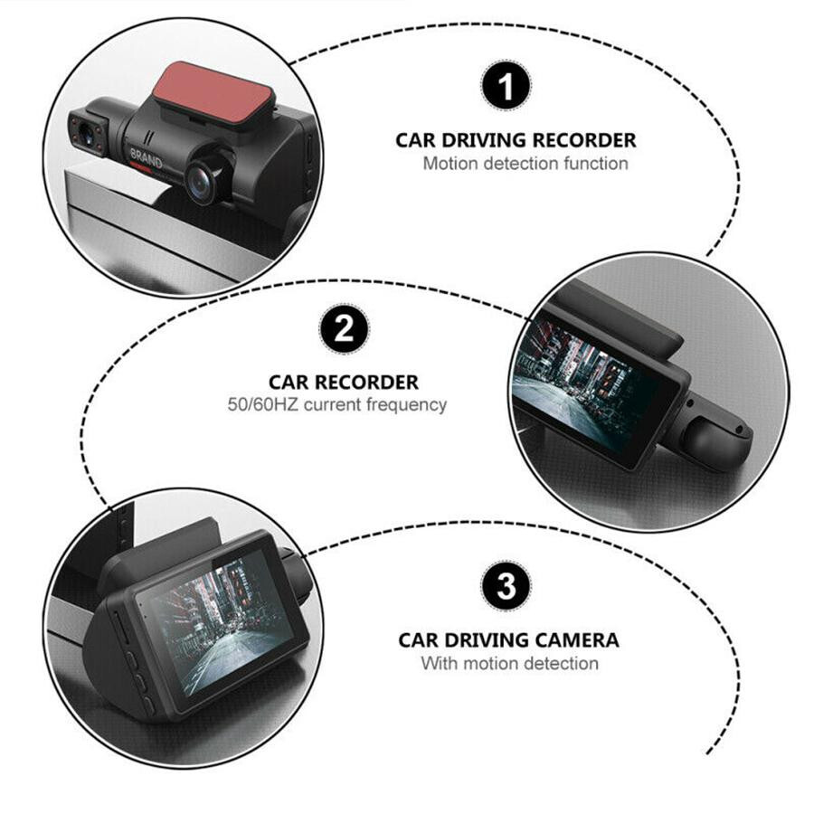 1080P 3″ Dual Lens Car DVR Rearview Video Dash Cam Recorder Camera Night Vision
