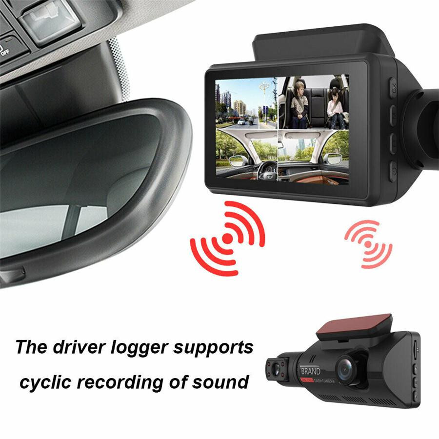 Car Dash Camera Dual Lens Record Video FHD DVR Cycle Recording Night Vision