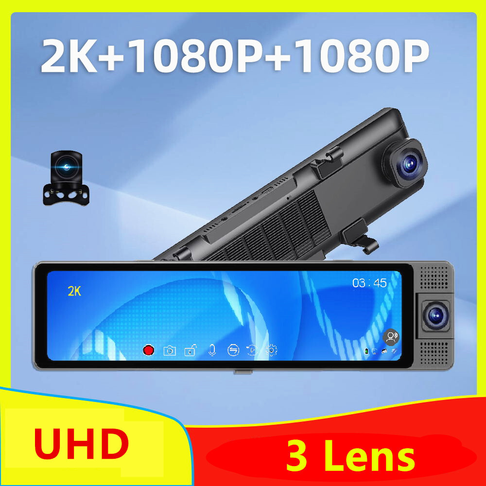 WIFI Car Dash Cam 3 Channel Front Inside Rear Camera 1080P Night Vision G-Sensor