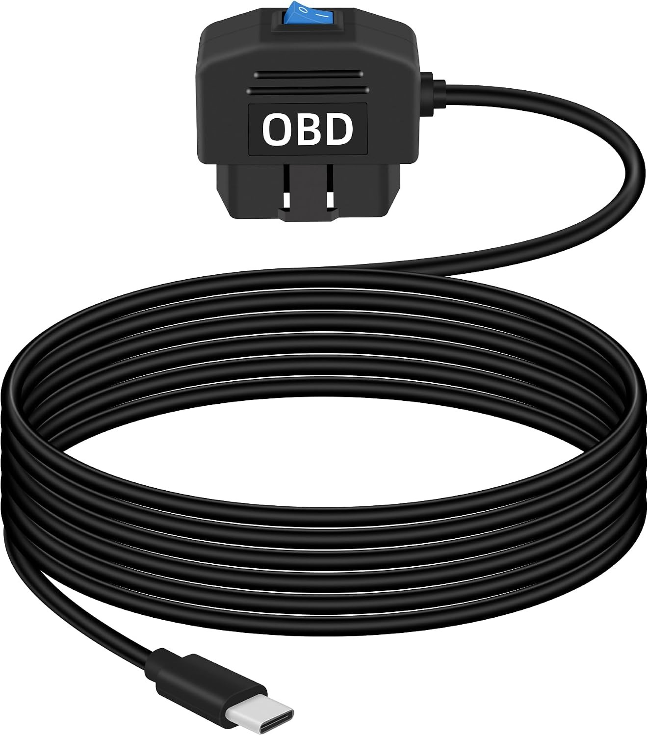 OBD Power Cable for Dash Camera, USB C OBD2 Dashcam Hardwire Kit with Switch But