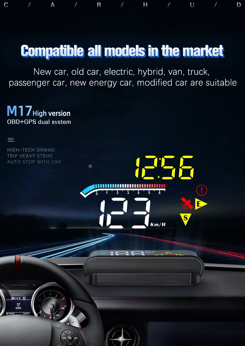 For HUD Head Up Display Auto OBD2 GPS Dual System Projector Water Temp Alarm New