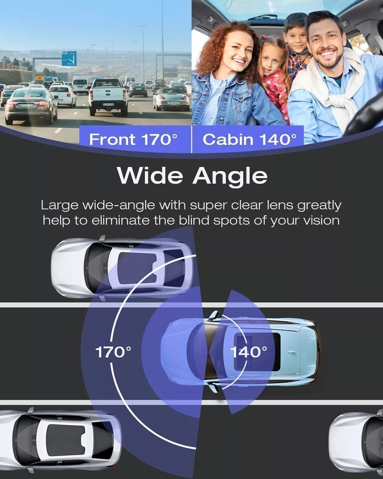 TOGUARD Dual FHD 1080P Dash Cam IR Night Vision Car Driving Recorder Camera Taxi