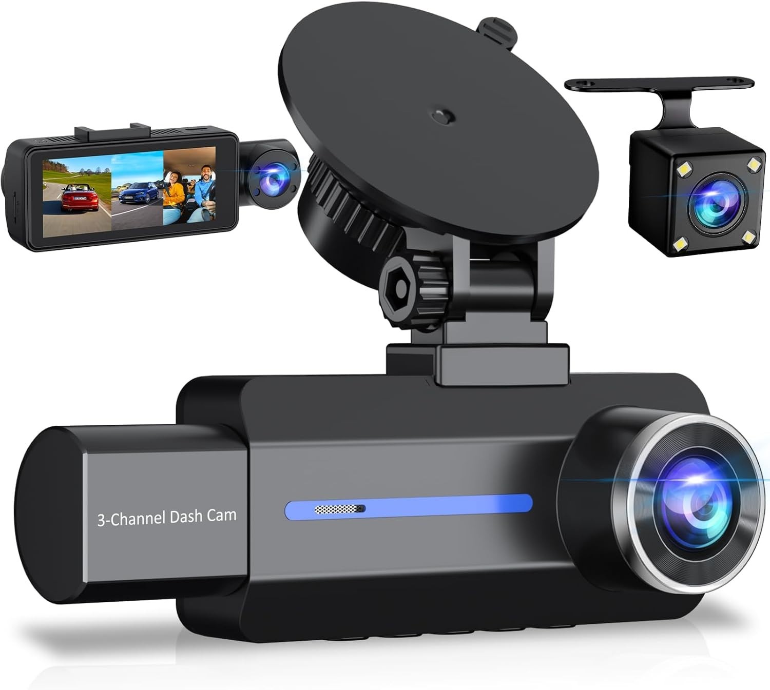 2.5K QHD Dash Cam with 360° Front, Rear & Inside Recording – Night Vision & G…