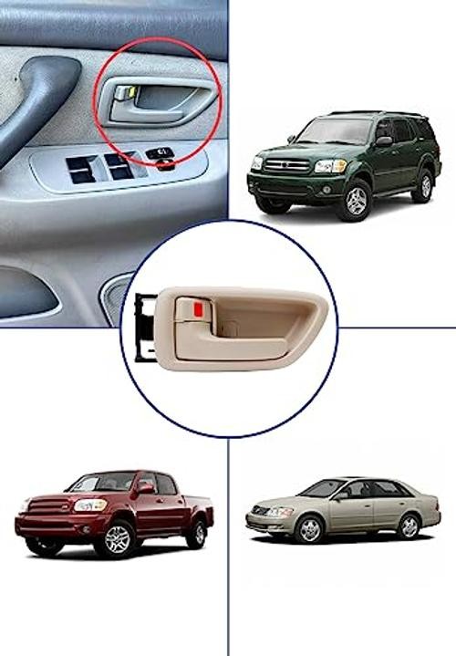 Interior Door Handles W/ Bezel (Pair), Compatible 2000-2007 Beige Pair Beige