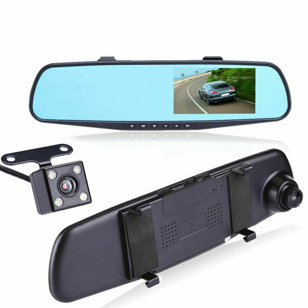 Mirror Dash Cam Rear View Dual Dash Camera Front and Rear for Car + 64GB