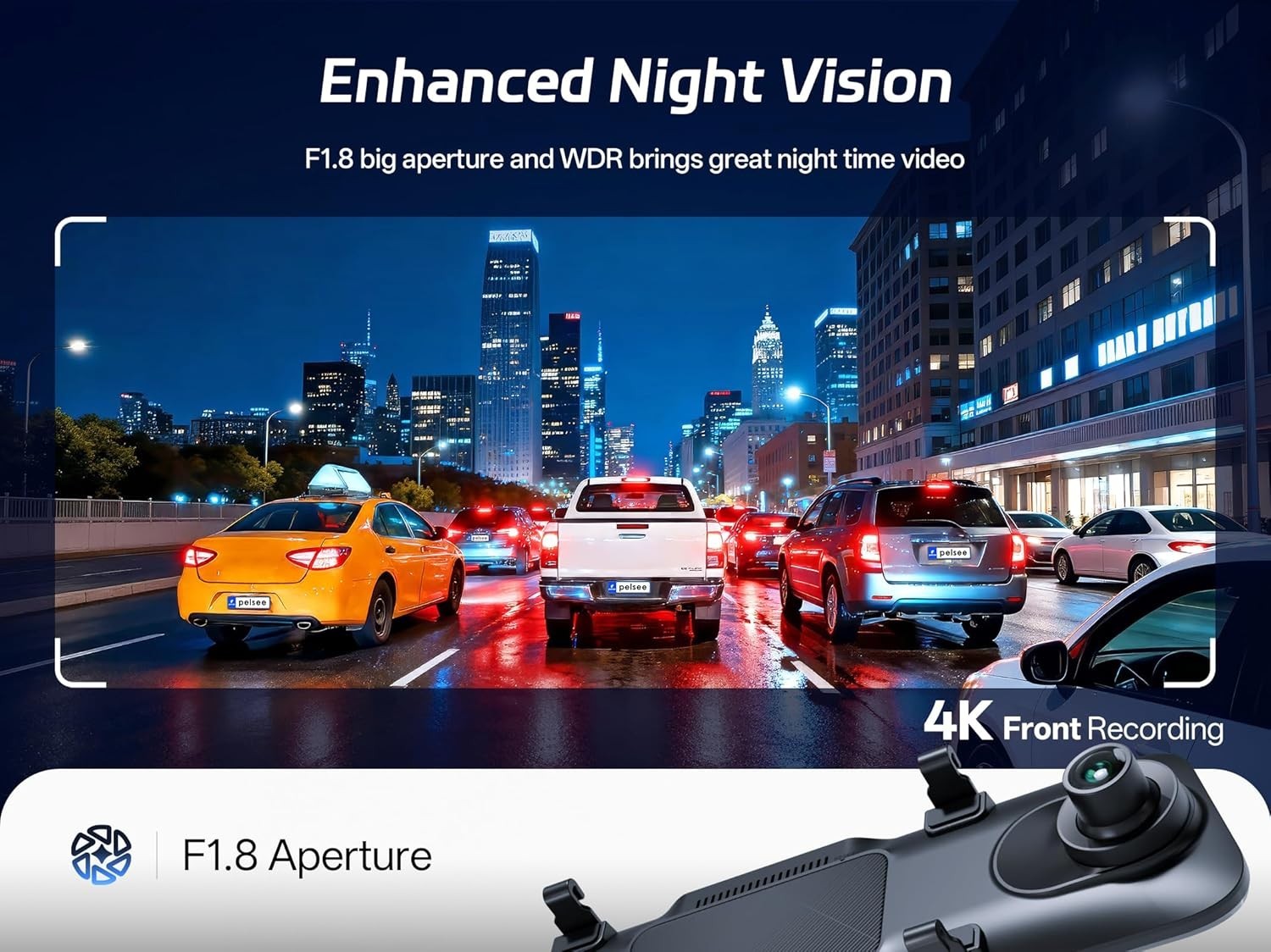 Voice-Controlled P12 Pro 4K Dash Cam – Front & Rear HD, 12″ Touch, GPS & Safety