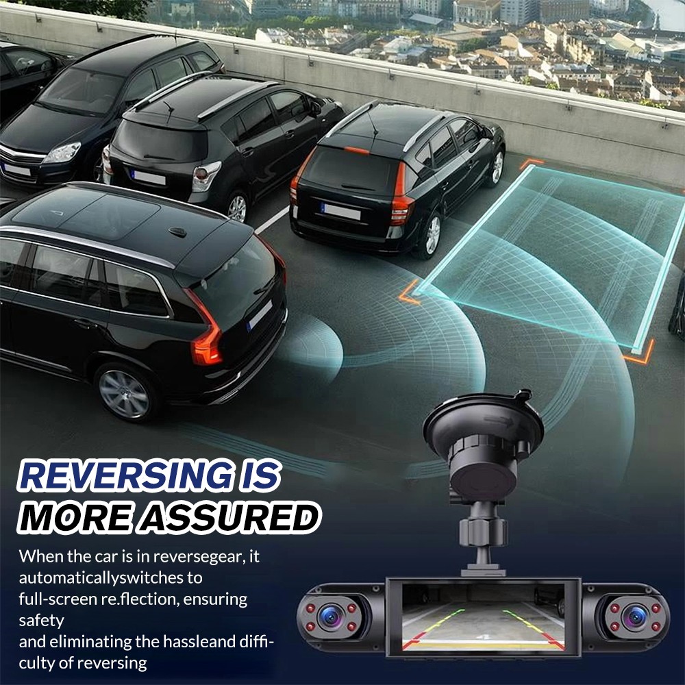 4 Channel Dash Cam 360° View 1080P Front and Rear Inside, Left Right Dash Camer