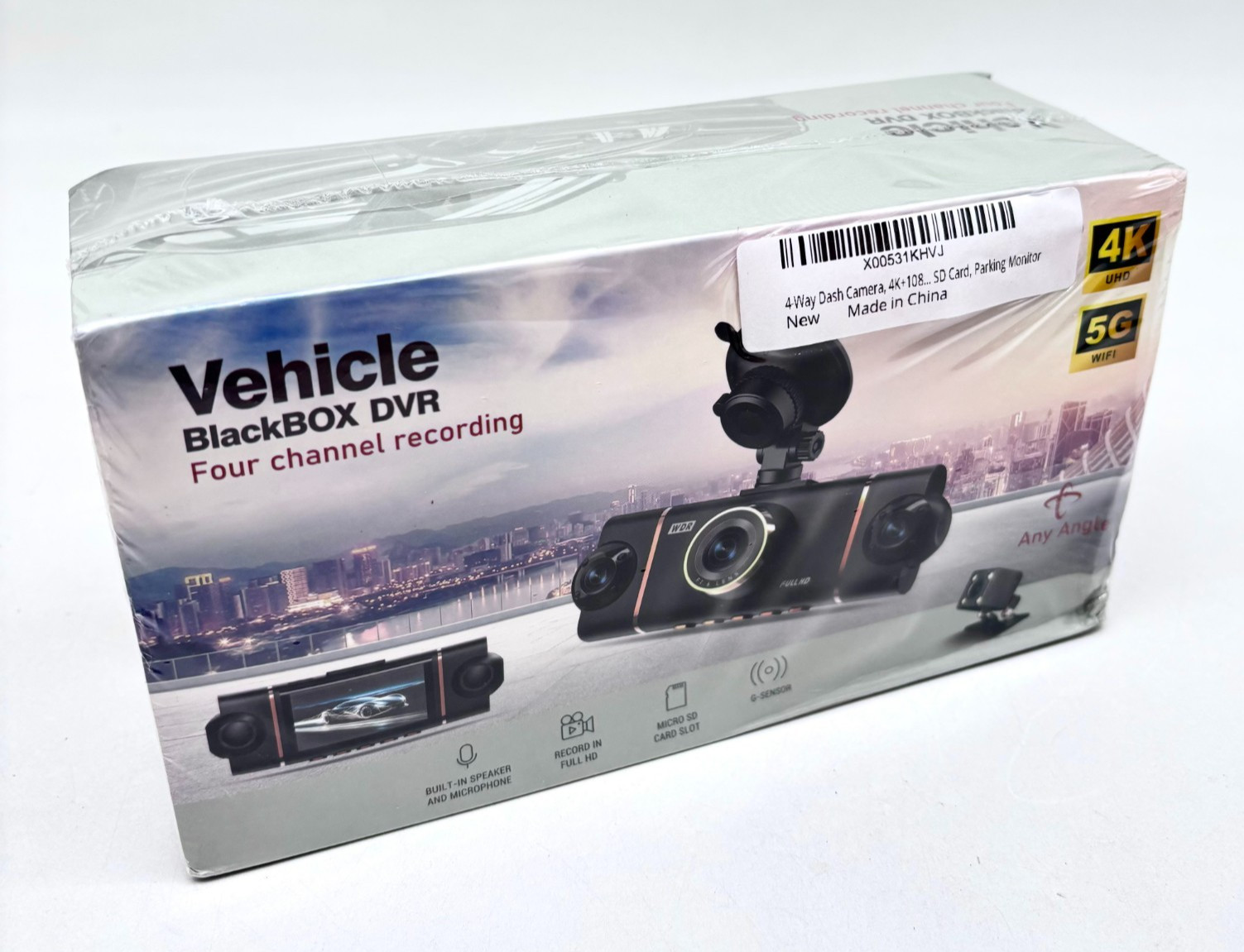 4K Ultra High Definition 4 Way Dash Cam w/ Built-In Speaker & Mic Brand New