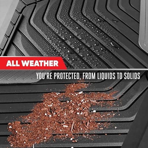 MetallicGuard Car Floor Mats Full Set – Durable Rubber Floor Black & Silver
