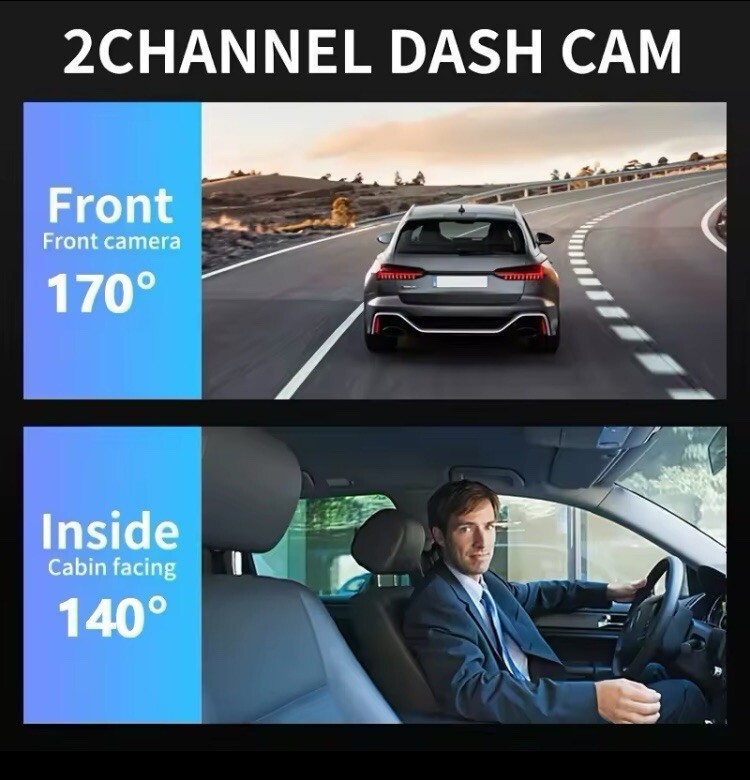 1080P Dual Lens Car Dash Cam G-Sensor Front and Inside Camera With 32GB SD CARD