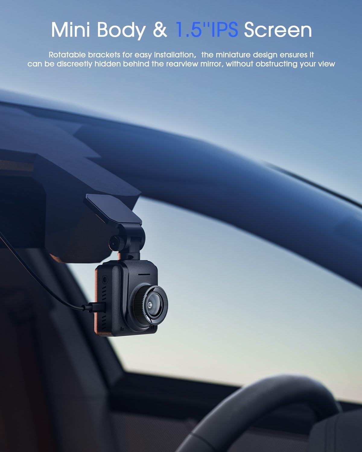2K WiFi Dash Cam with APP, External GPS, 1.5” IPS Screen – Car Camera Recorder