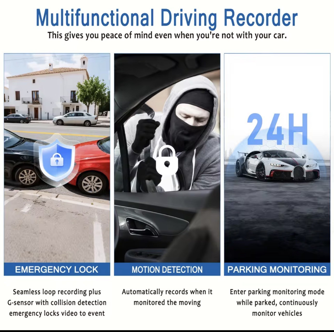 4-Channel Dashcam 360° 1080P HD Car Dash Cam Front Rear Inside Left Right