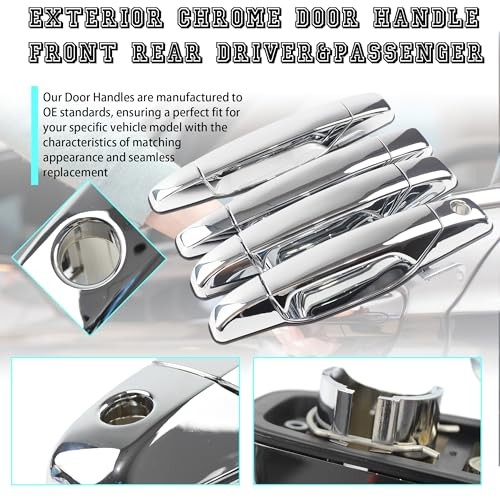 Exterior Chrome Door Handle Front Rear Driver&Passenger Compatible with 2007