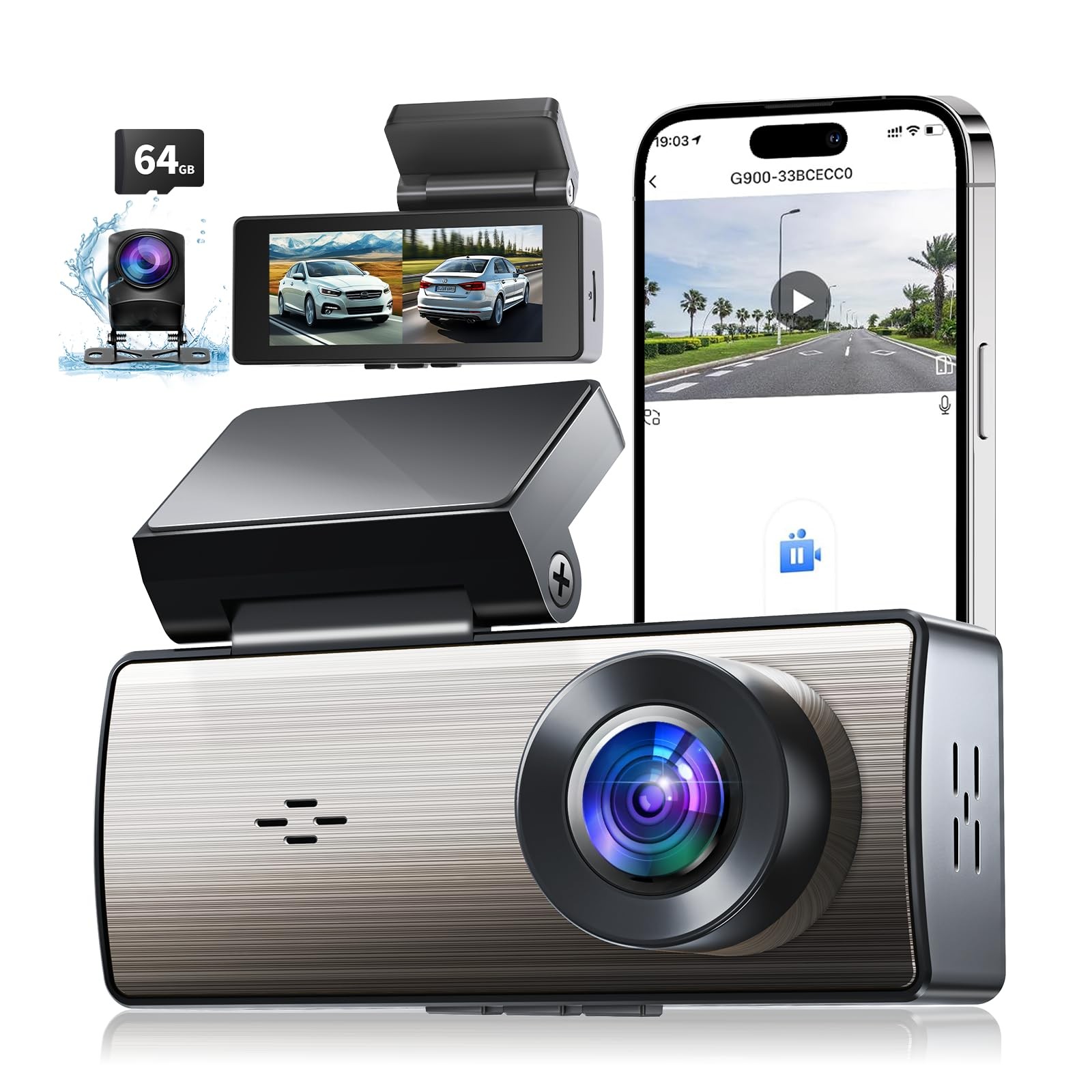 4K+2K Dash Cam Front and Rear,Dash Camera for Cars,Built-in 64G Card,5G WiFi …