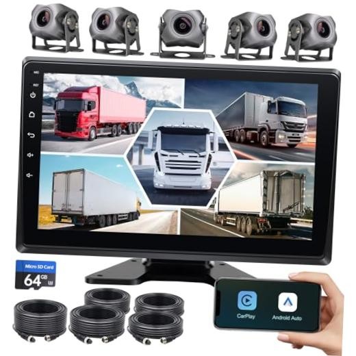 5-Channel 1080P Backup Camera Dash Cam for Truck/RV/Trailer/Bus/Cars | Android
