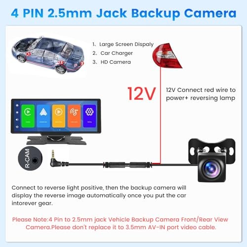 [for Portable Car Radio] 4 Pin Upgrade AHD 1080P Backup Camera, Camera for