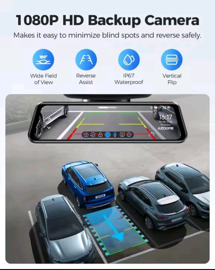 AZDOME RearView Dash cam PG17 GPS WiFI Camera 11.8″ Full Screen Touching Dual-C