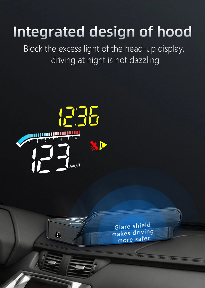 For HUD Head Up Display Auto OBD2 GPS Dual System Projector Water Temp Alarm New