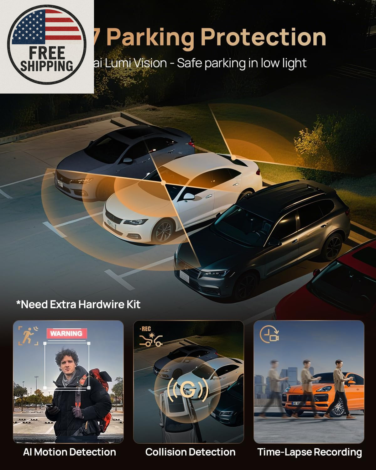 70Mai 4K T800 3 Channel Dash Cam, Dash Cam Front and Rear Inside(2160P+2160P+108