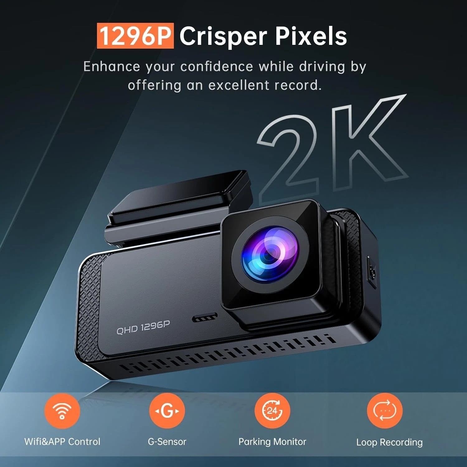 V300 1296P Front Dash Camera with Night Vision & 256GB Support for Safe Driving