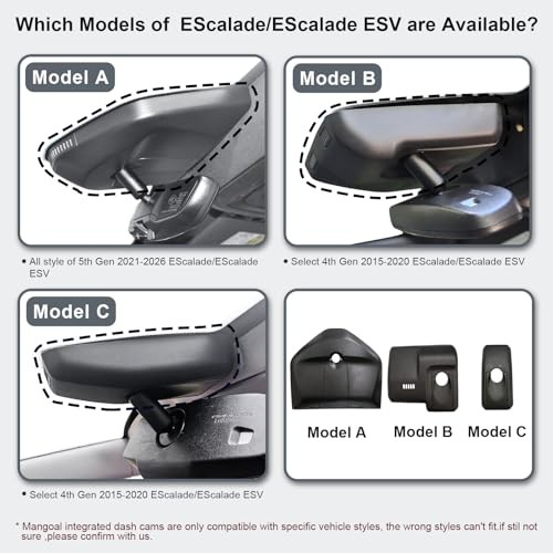 4K Dash Cam for Cadillac Escalade/Escalade ESV Model B Front 4K and Rear 1080P