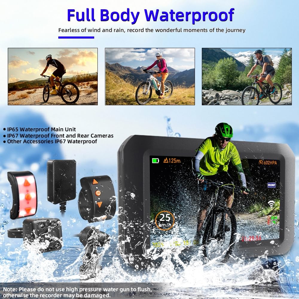 VSYSTO WiFi Motorcycle Dash Camera, Parking Monitoring, 3CH 4 Inch Screen Mot…