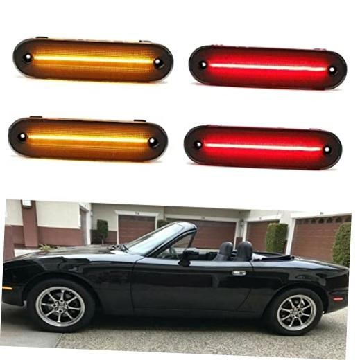 Smoke Lens LED Side Marker Lights for 1990-2005 Miata MX-5 MX5 Amber Front &