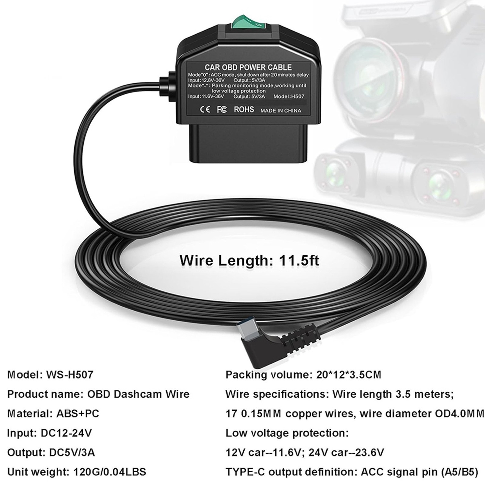 5X Dash Cam Hardwire Kit,Dash Camera USB Type C Hardwire Kit with Cable5777