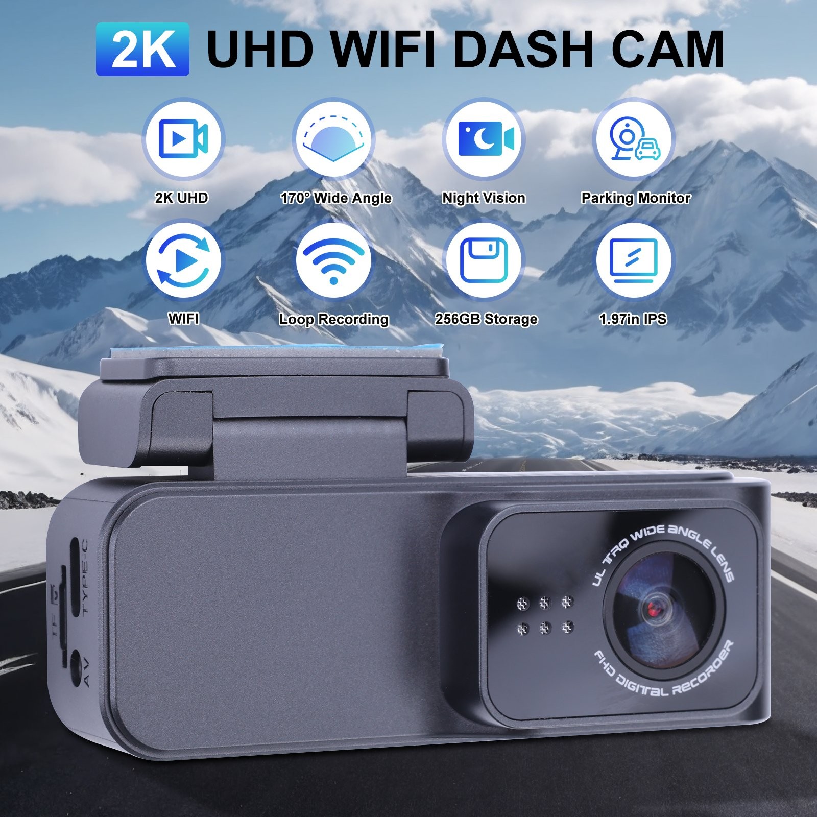 1X DASH CAM 2K WIFI 1440P CAR CAMERA DASH CAMERA FOR CARS FRONT DASHCAM FOR CARS