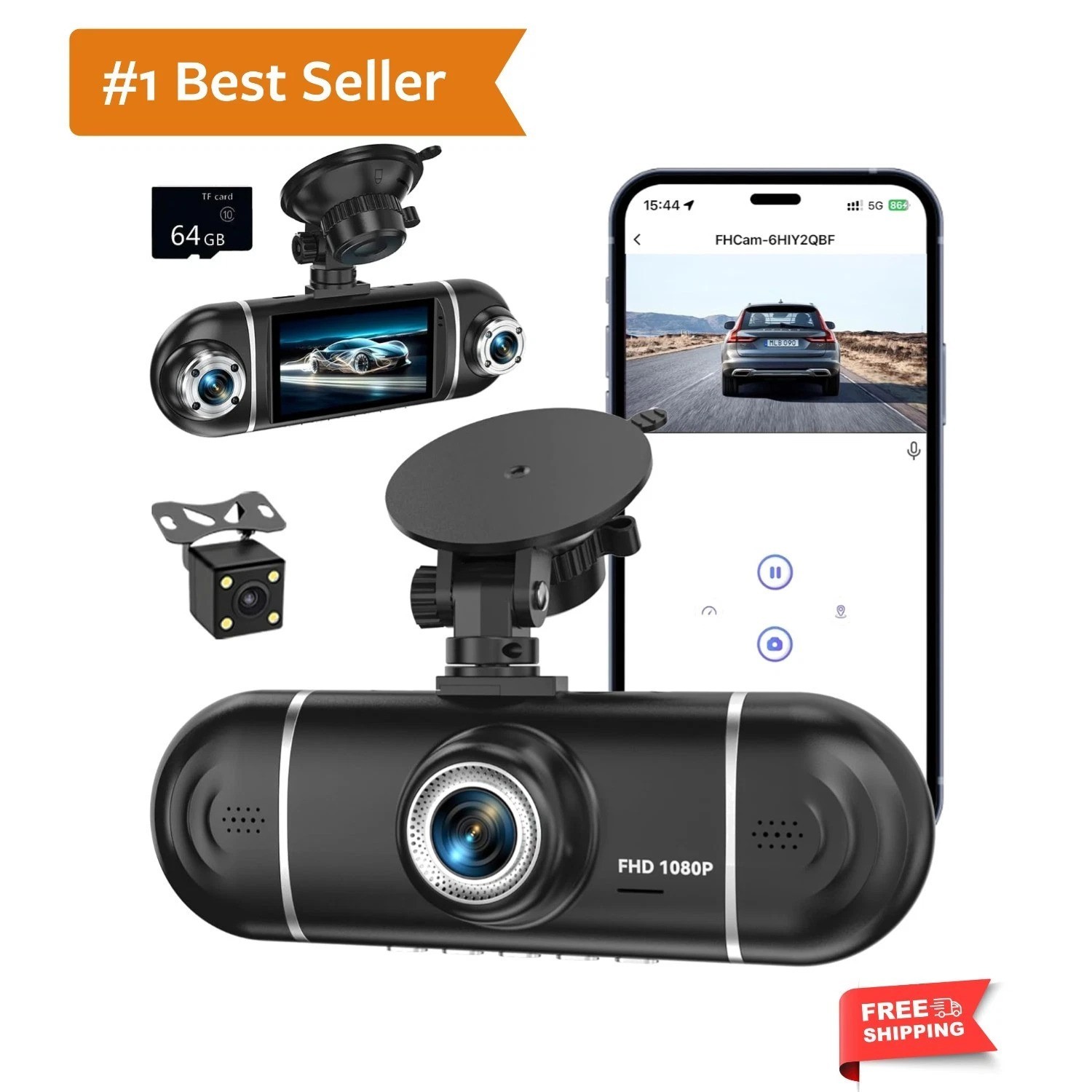 4 Channel 1080P Dash Cam Front Rear Left Right, 170° Wide Angle Car Camera wi…