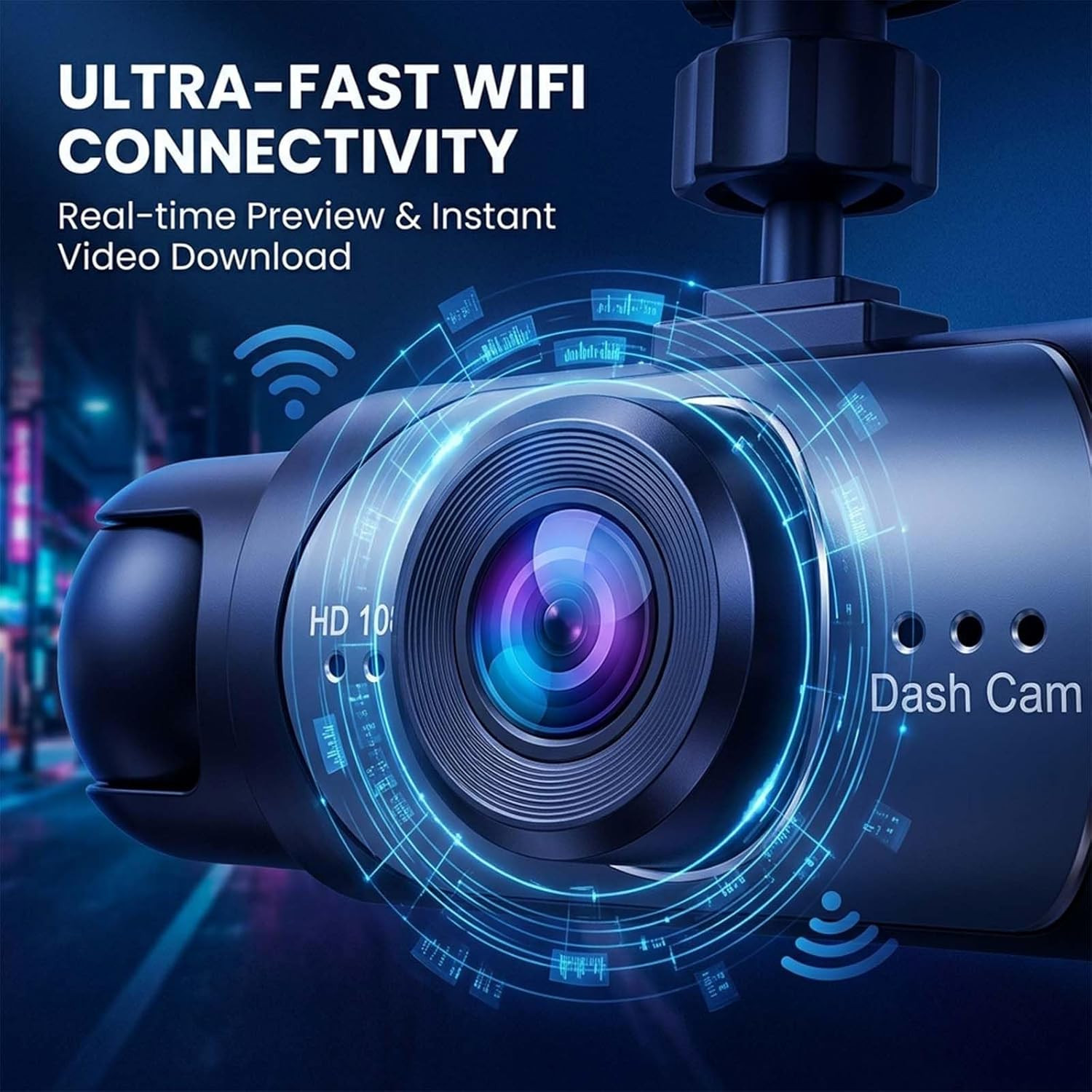 4-Channel Dash Cam 1080P WiFi App Control 64GB Card Night Vision Parking Mode
