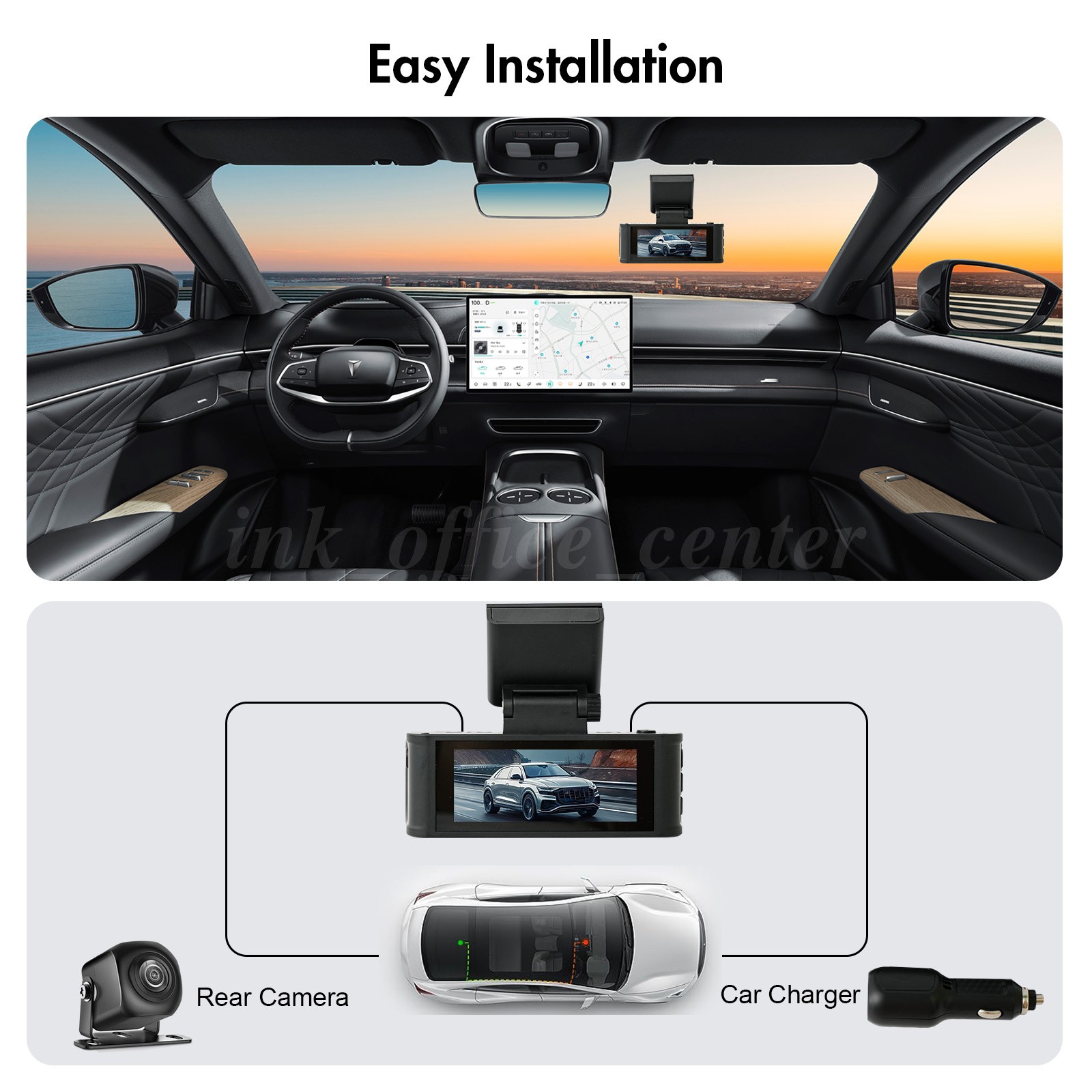 HD 4K Car Dual Lens Dash Cam 3.18″ DVR Recorder Front & Rear Camera Night Vision