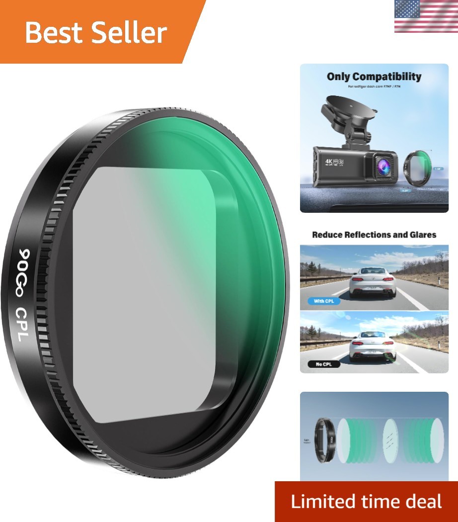 Durable CPL Anti-Glare Filter for Redtiger F7N/F7NP Dash Cams – Easy Install
