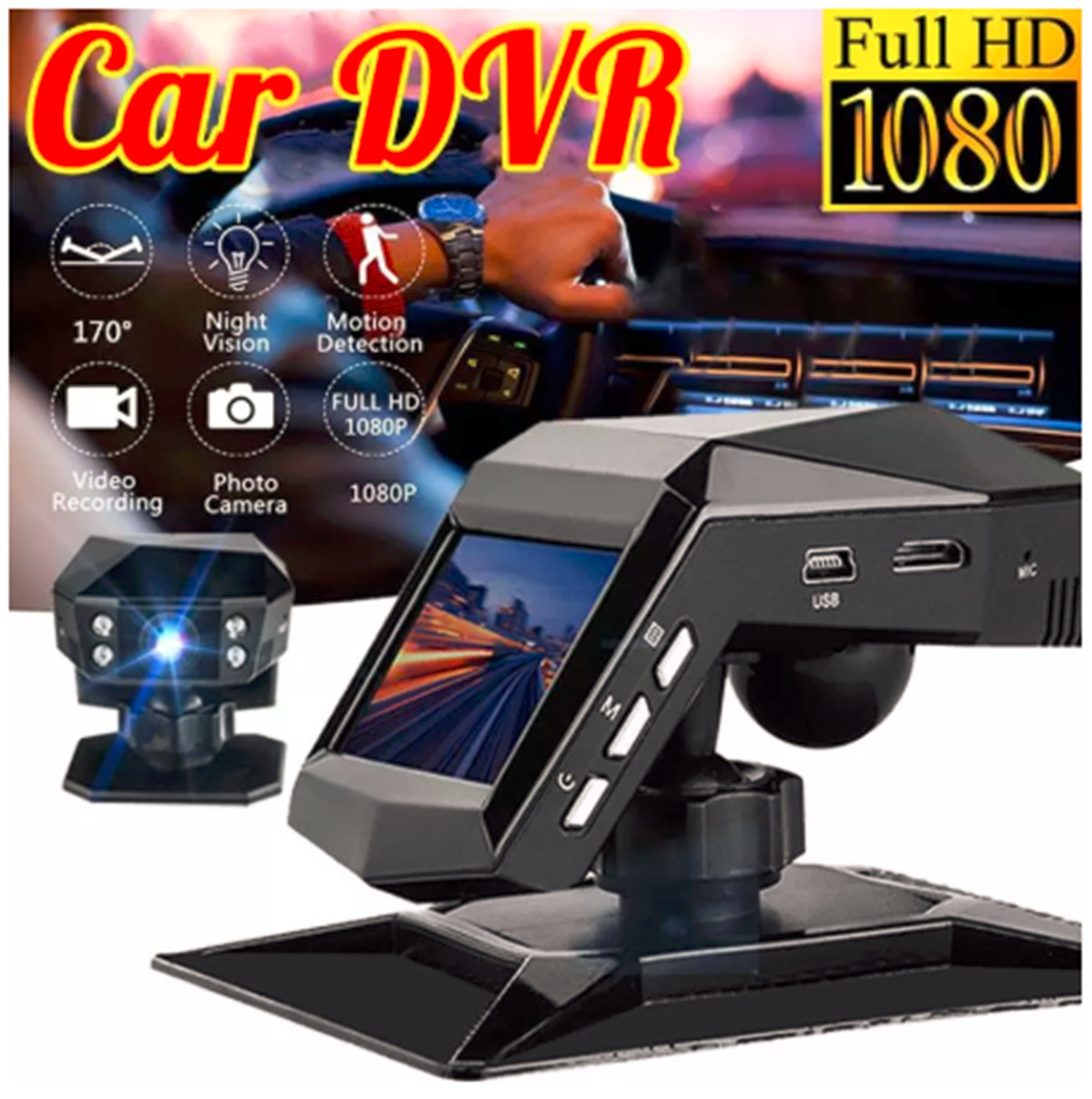 Dash Cam Car DVR 170° Wide Angle Camera Driving Video Recorder 1080P HD G-sensor