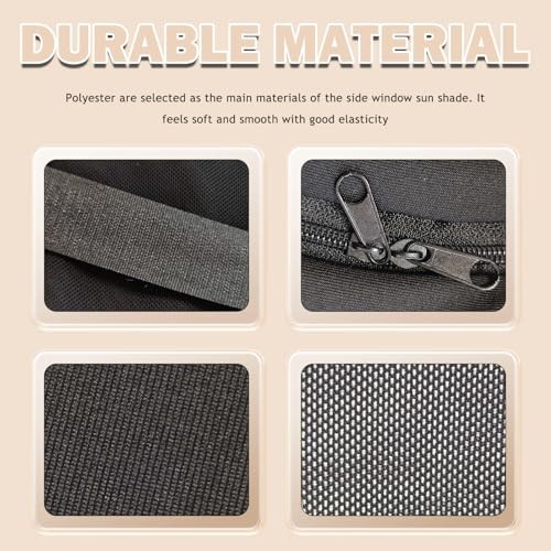 4PCS Car Window Shades with Zipper,Front/Rear Car Shades for Side Windows for