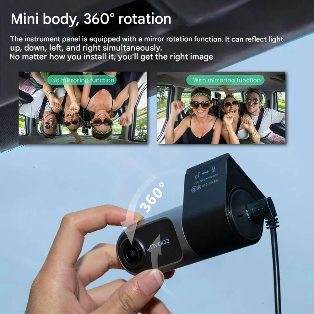 COOAU 1080p Dash Camera FHD with Night Vision & WDR – Supercapacitor, G-Sensor