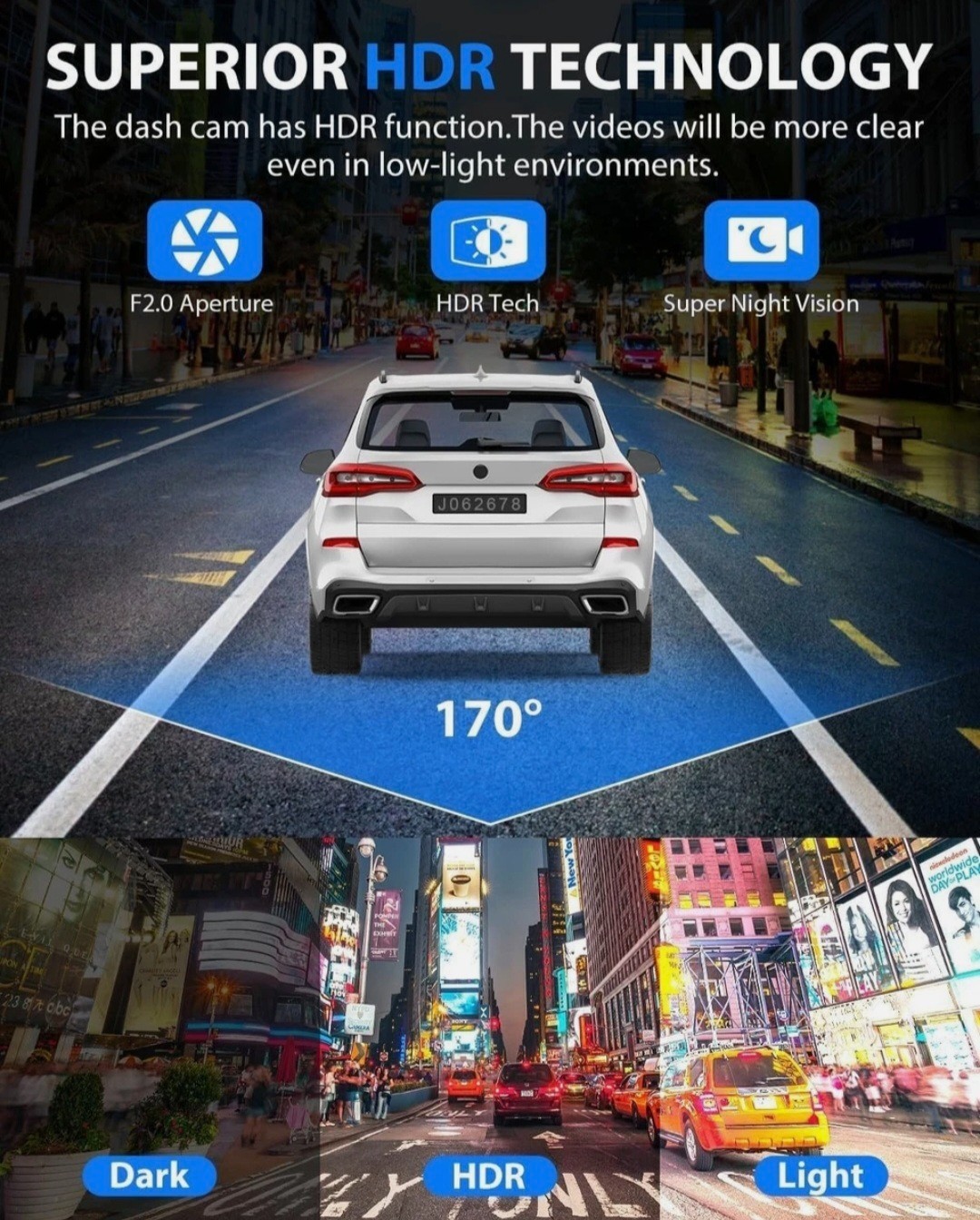 SUVCON Dash Cam, 3 Channel Dash Cam, 1080P Dash Cam Front and Inside, Triple …