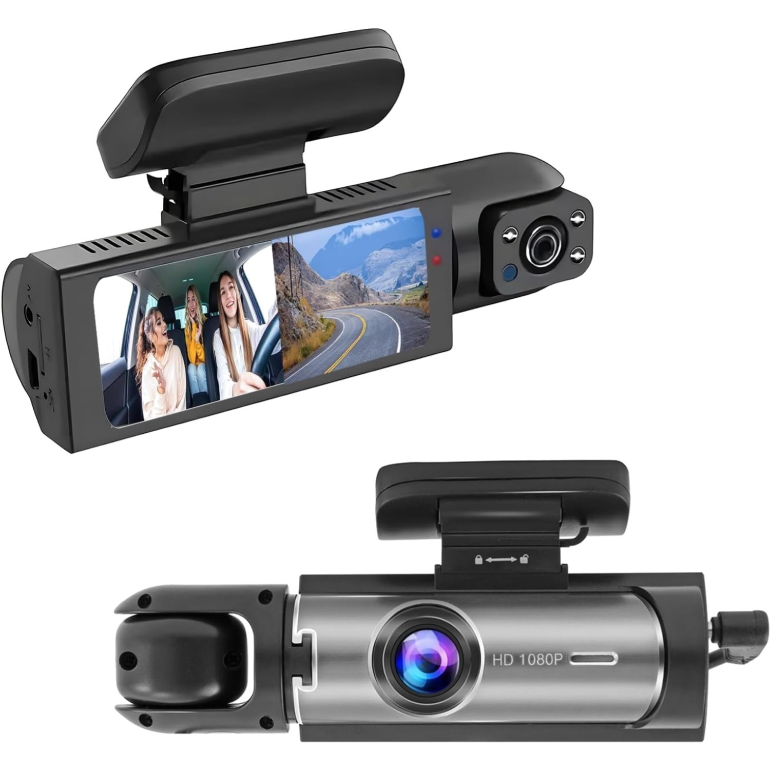Car Dash Camera Front Inside Night Vision Loop Recording Wide Angle 3.16 IPSc…