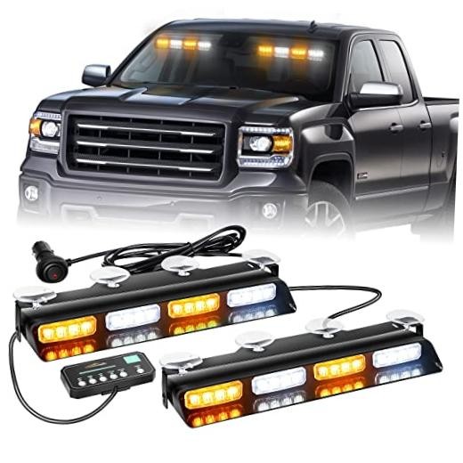 2x 14 inch Dash Strobe Lights Amber White Emergency Lights | Amber/White