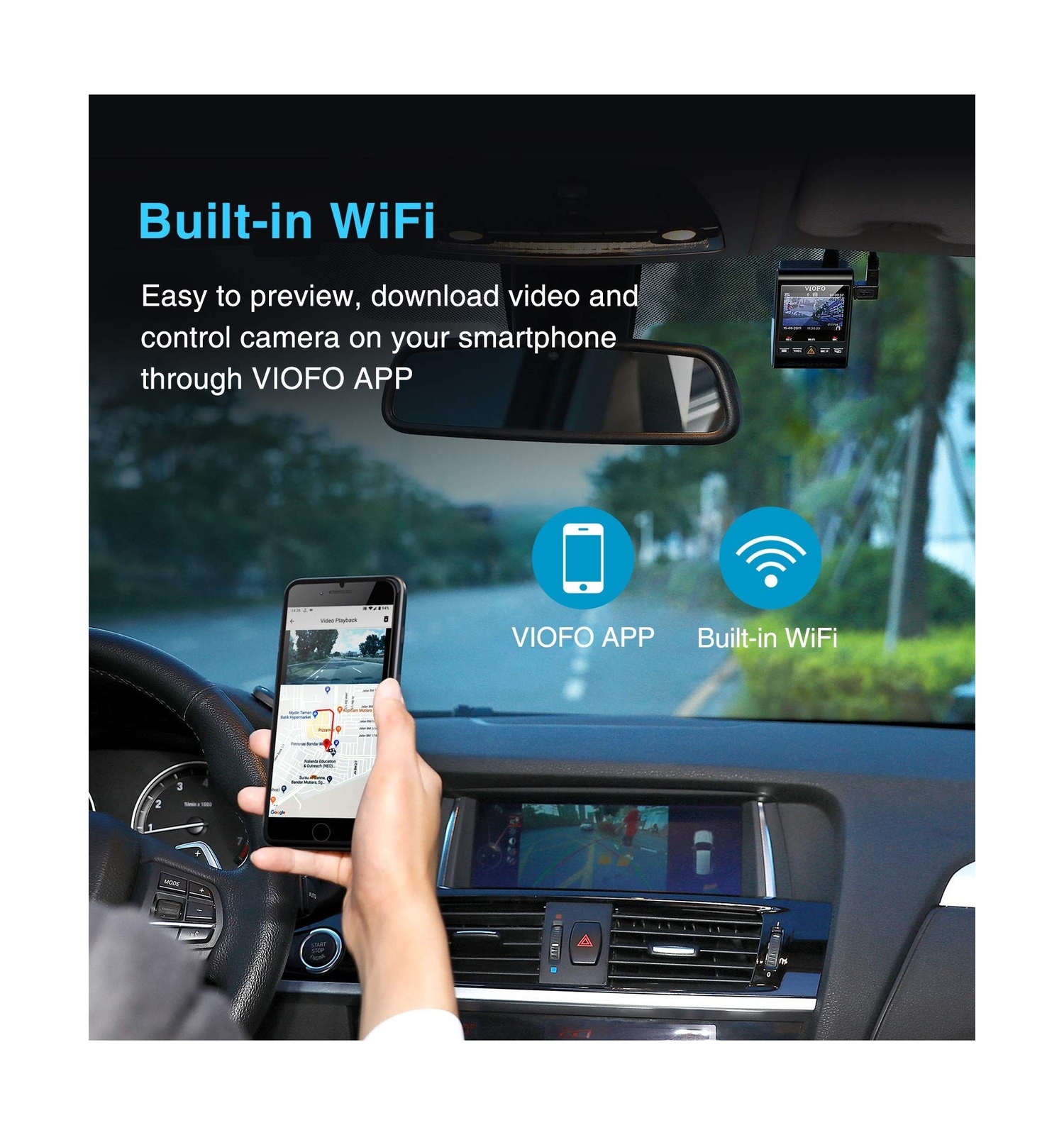 VIOFO Dual Dash Cam 2K 1440P 60fps +1080P 30fps Front and Rear Dash Camera wi…