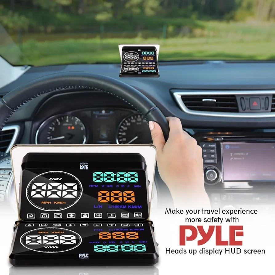Pyle 5.5 HUD Heads Up Display Speed Voltage Temp Fuel Monitor Car PHUD180BD