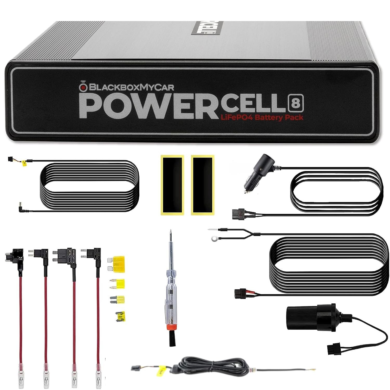 BlackboxMyCar PowerCell 8 Dash Cam Battery Pack (with Spliced PC8, Black