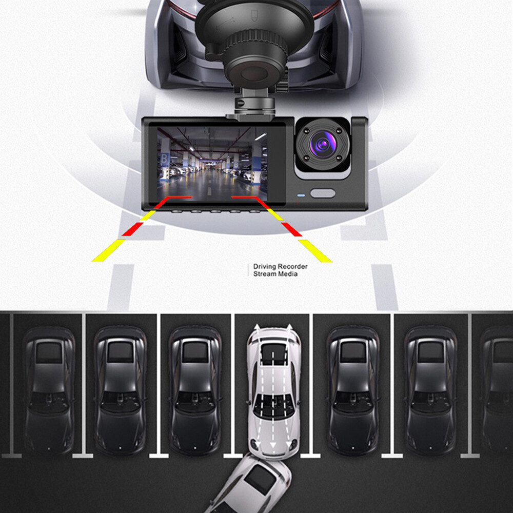 Car Dual Lens Camera 1080P HD Dash Cam Front/Rear/Inside Video Recorder G-sensor